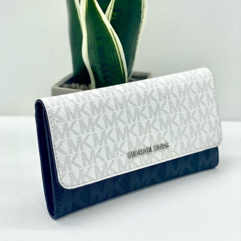 Michael Kors Jet Set Travel Trifold Wallet Optic White Multi